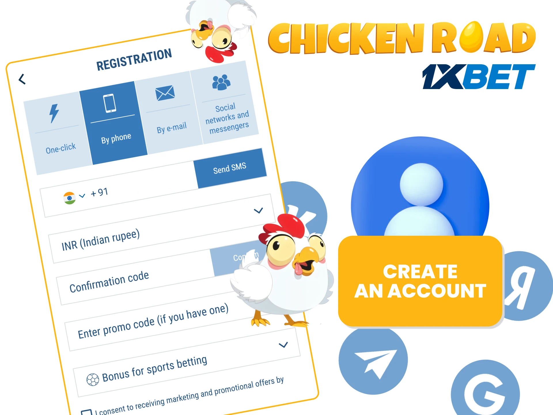 Create your account on 1xbet.