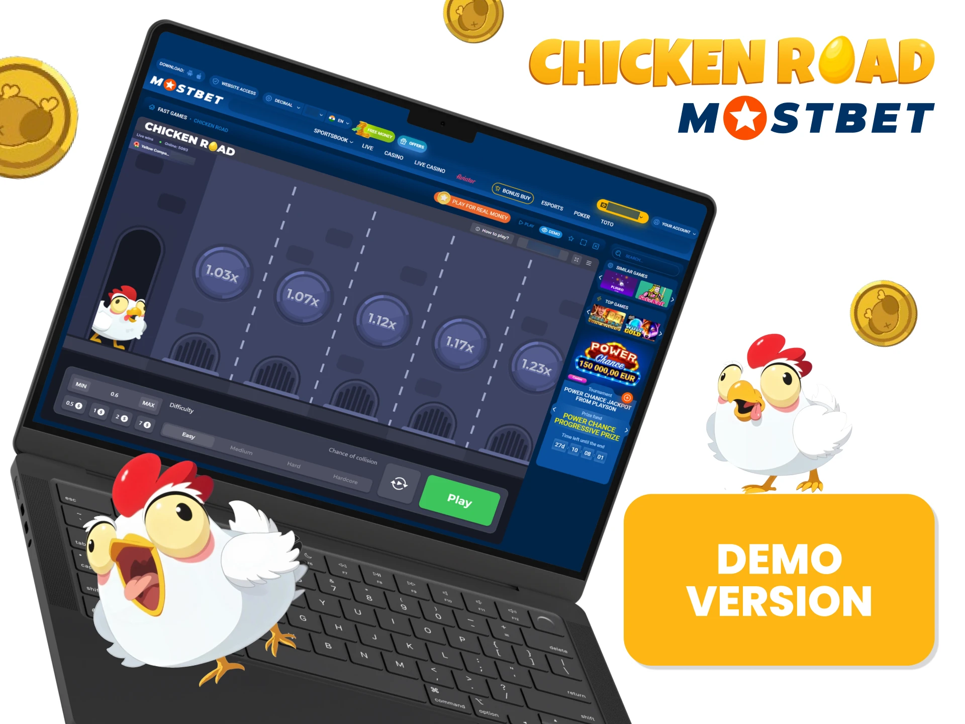 Play Chicken Road in demo mode risk-free on Mostbet.
